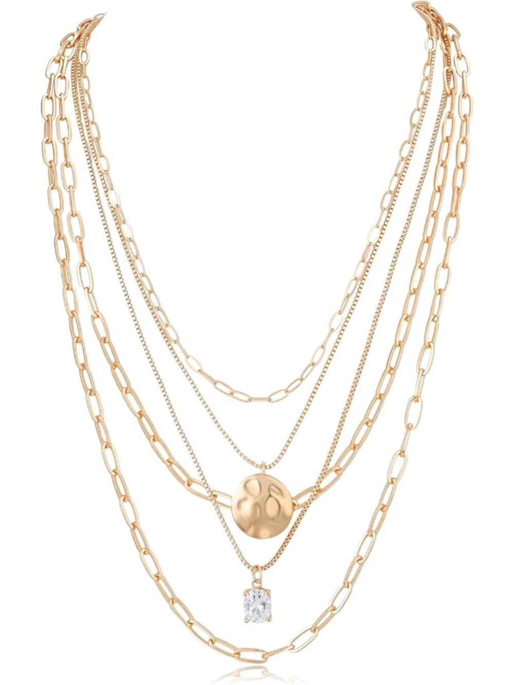Layered Gold Necklaces for Women | Chunky Chain & Pendant Jewelry Set